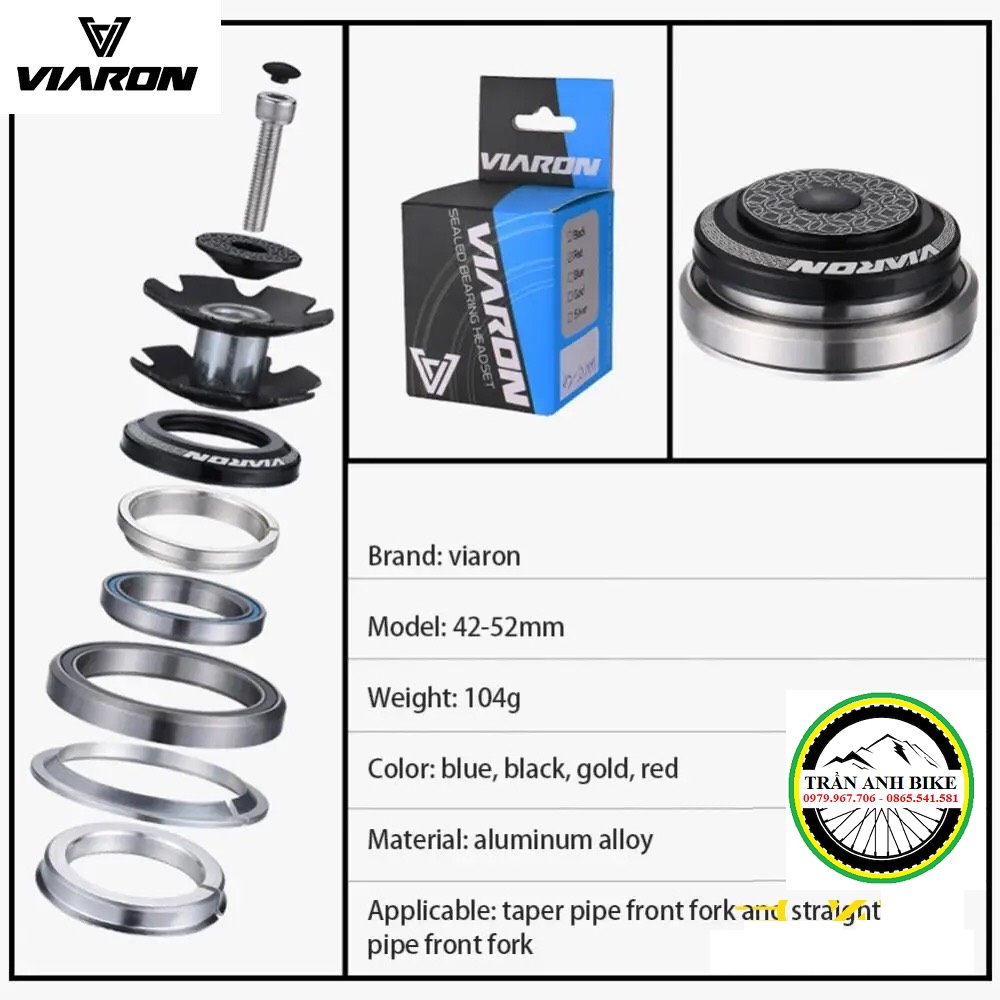 Chén cổ bát phốt thả bạc đạn xe đạp VIARON 42/52mm