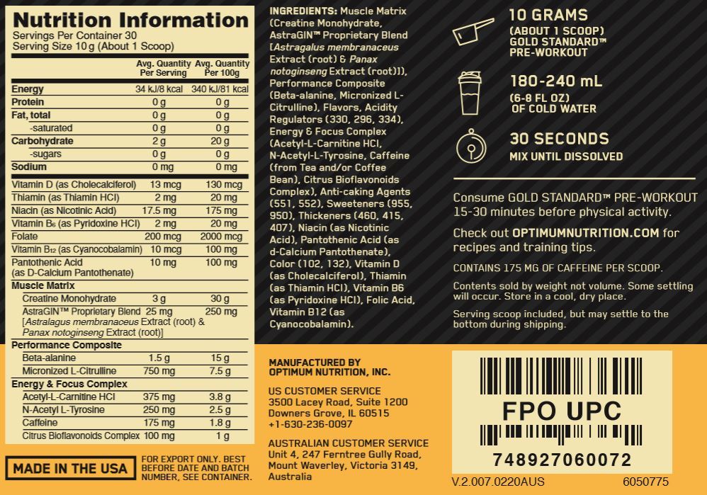 [HCM]PRE-WORKOUT - OPTIMUM NUTRITION - GOLD STANDARD PRE-WORKOUT - 30 serving