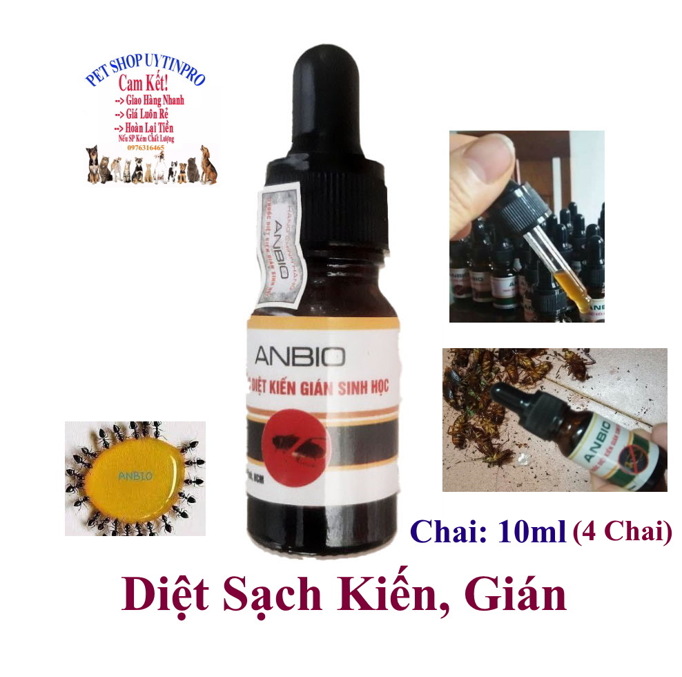 [Hoàn tiền 10%]  Combo 4 Chai Diệt kiến gián Sinh học ANBIO Chai 10ml Diệt sạch kiến gián An toàn Hiệu quả Xuất xứ Việt Nam - Pet shop Uytinpro