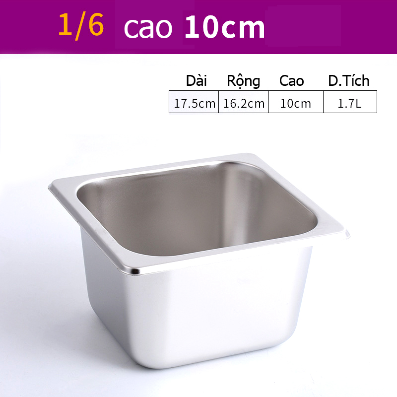 [HCM]Khay Inox Đựng Topping 1/6 (V2)