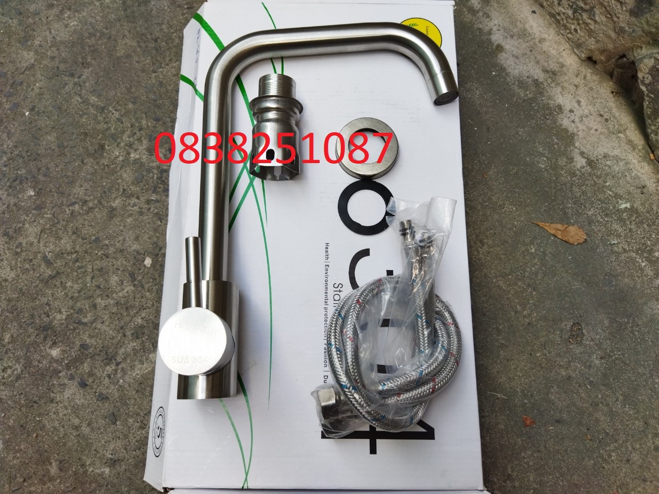 [HCM]Vòi rửa chén NÓNG LẠNH inox 304 nguyên khối gắn chậu dáng vuông CNL3018 +Tặng bộ dây cấp nóng lạnh (Trắng bạc)