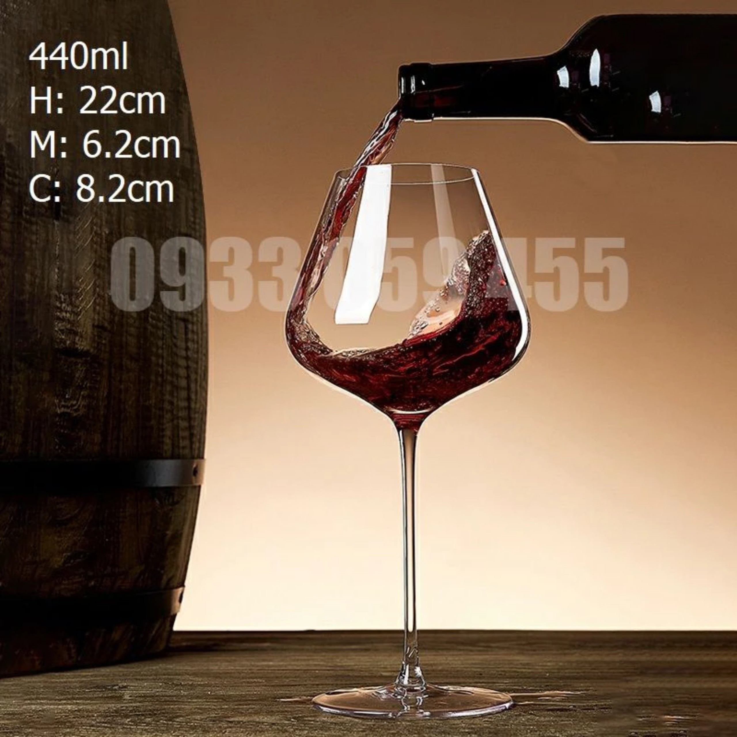 Bộ 6 Ly rượu vang sâm panh pha lê 450ml - ly vang đỏ