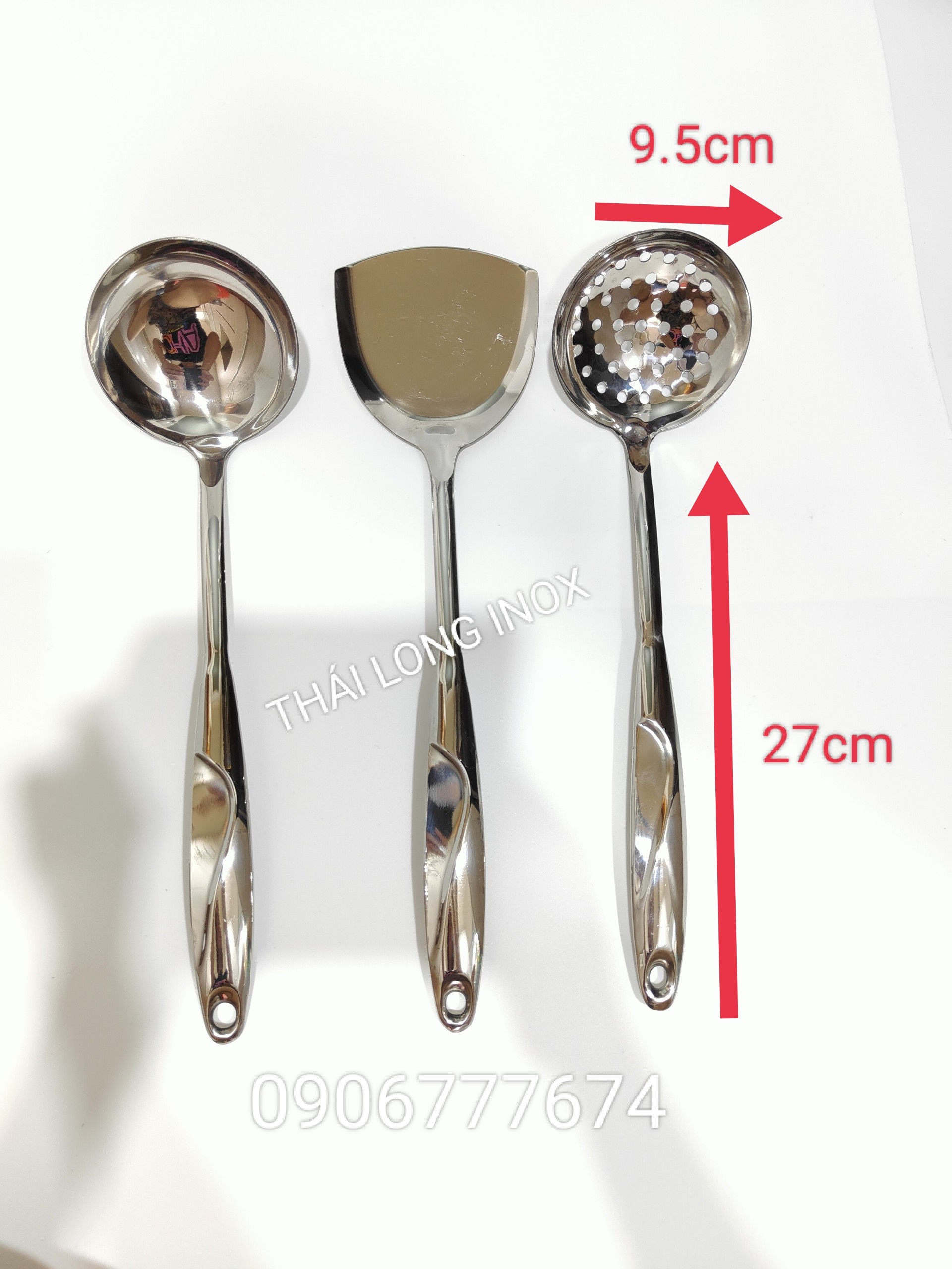 Vá / muôi / sạn inox cao cấp cán dạng ống đặc không lỗ và có lỗ