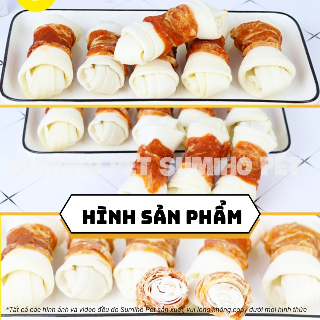 Xương cuộn ức gà sấy khô dành cho chó Bone Appetit HK41 (túi 80g gồm 4-5 cây nhỏ)
