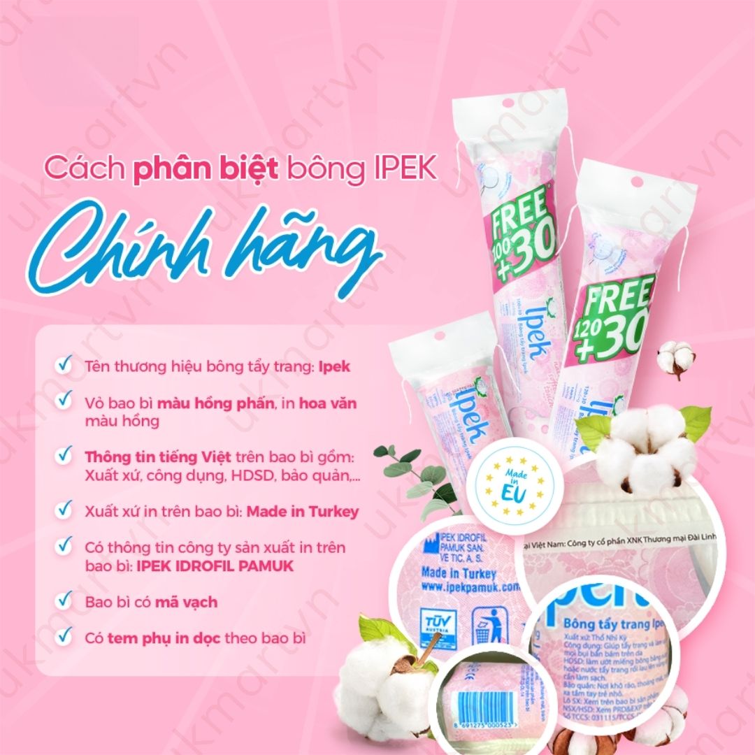 Combo of 5 Ipek Makeup Remover Cotton Pads 80 Pieces