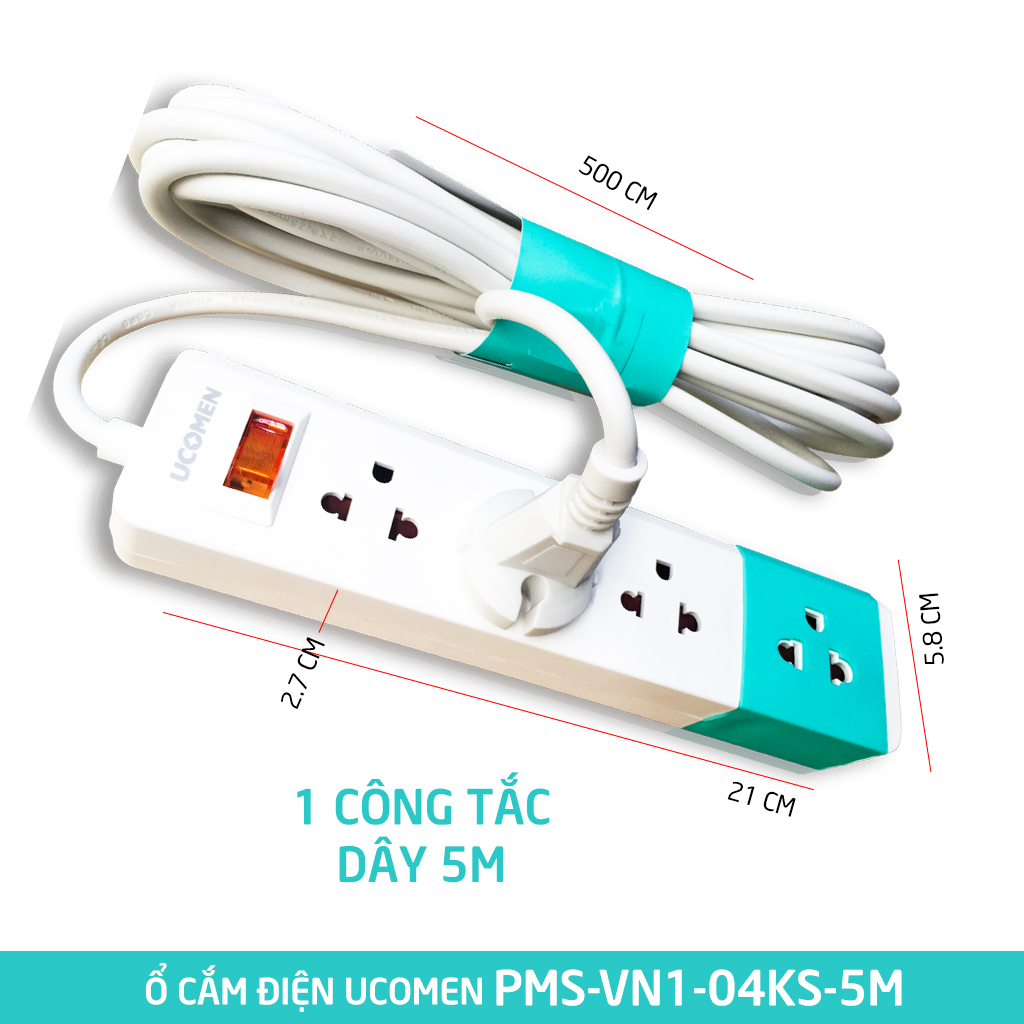 Ổ cắm điện an toàn Ucomen 04K4S 4 công tắc độc lập