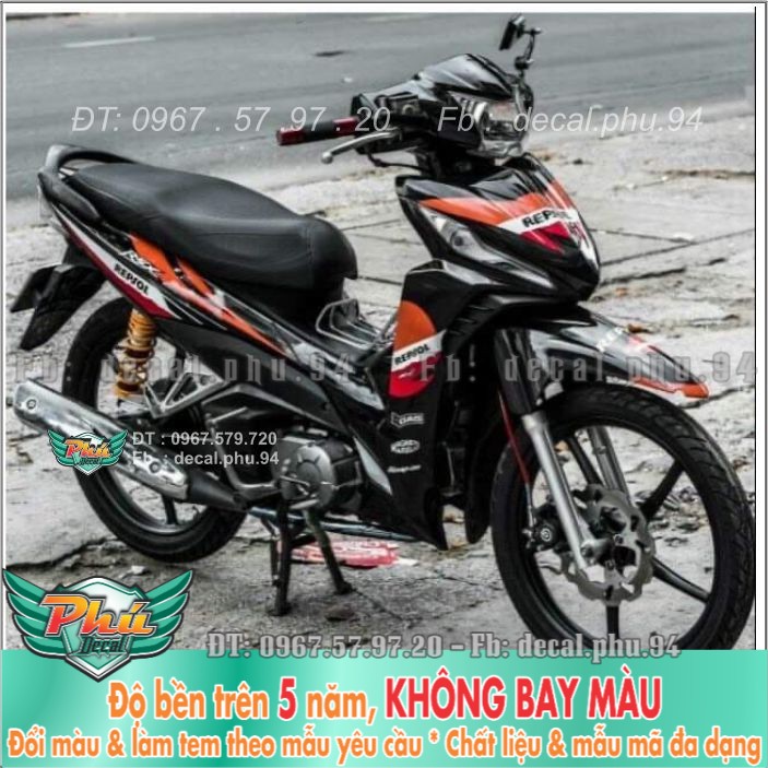 Tem rời wave rsx repsol cam đen , xe đen -mã 3