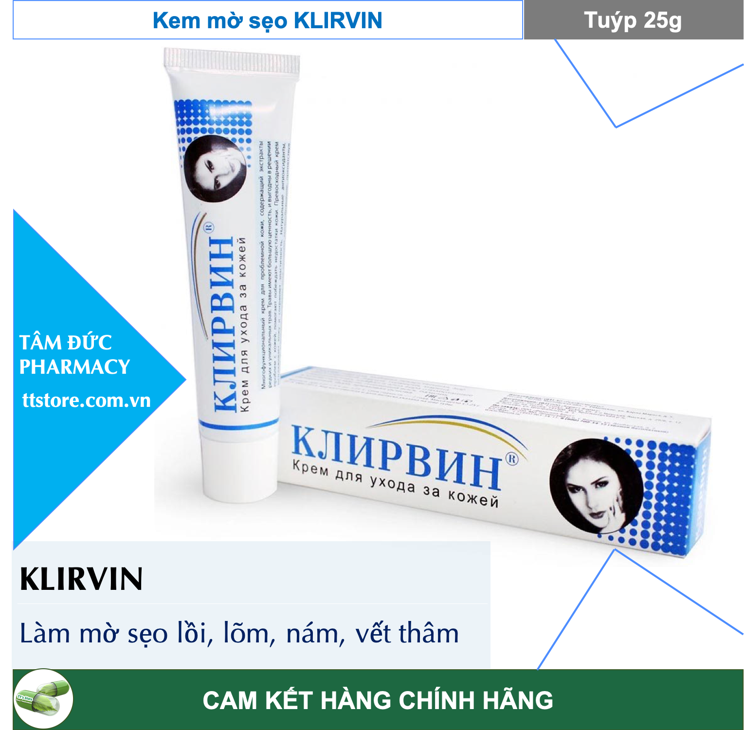 Kem Mờ Sẹo Thâm Rạn Da Nga Klirvin [Tuýp 25g]