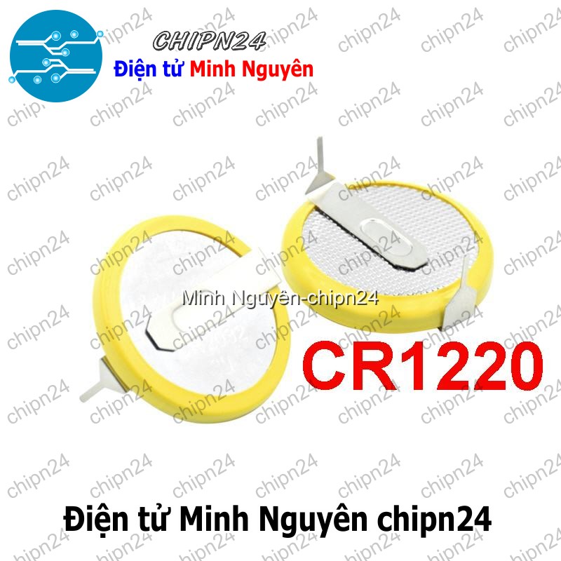 [1 viên] Pin vàng CR1220 Hàn chân Cắm - HH002326