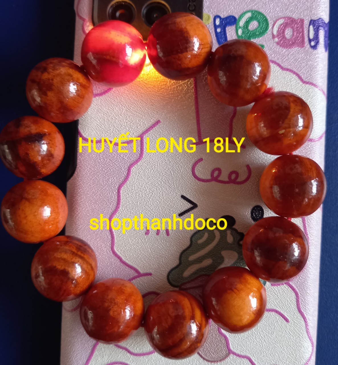 VONG HUYẾT LONG BẰNG GỖ 18mm ( NGƯỜI 70KY TRỞ LÊN ĐEO ĐẸP )