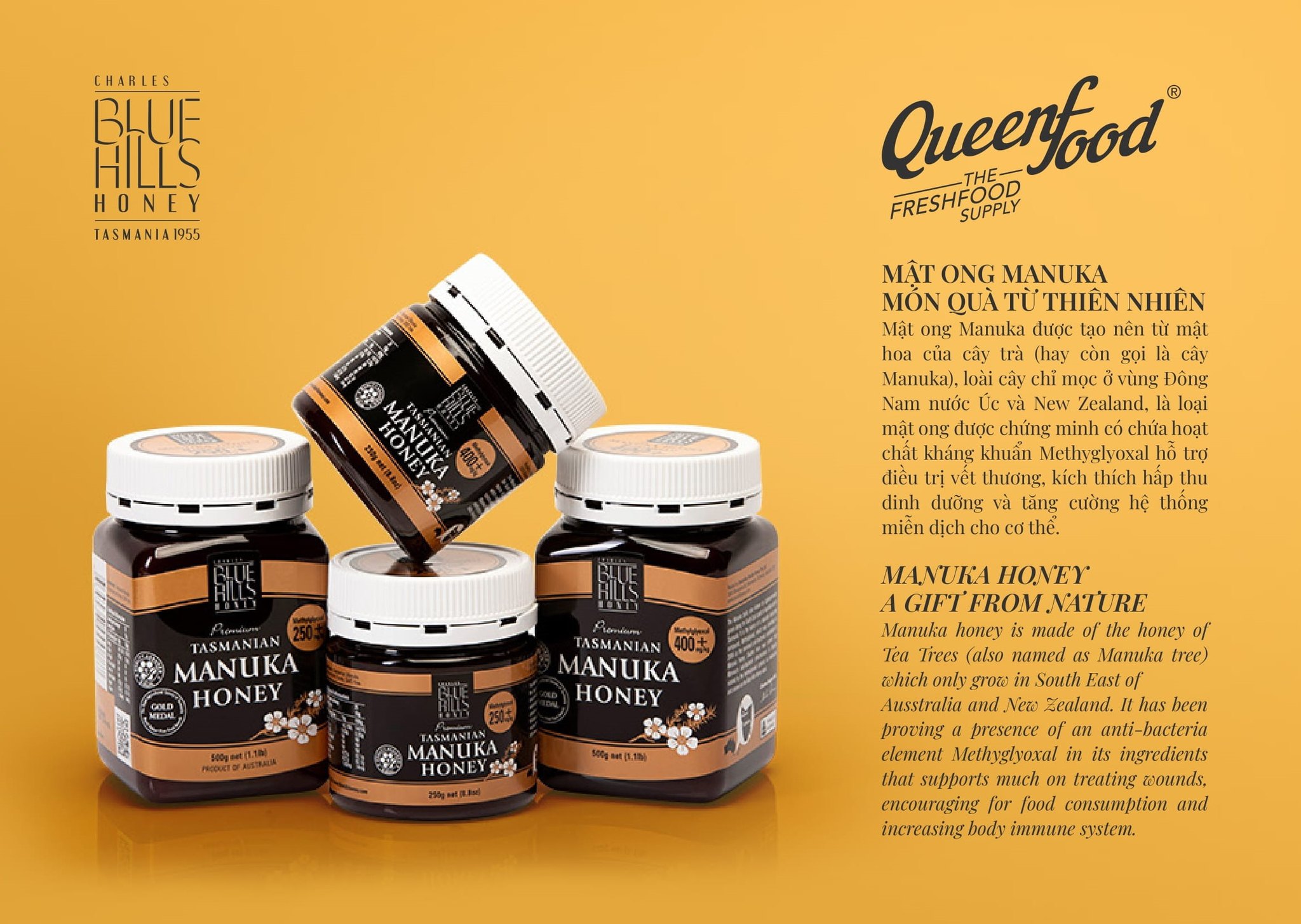 Mật Ong Manuka BlueHills MGO 400+250gr Úc