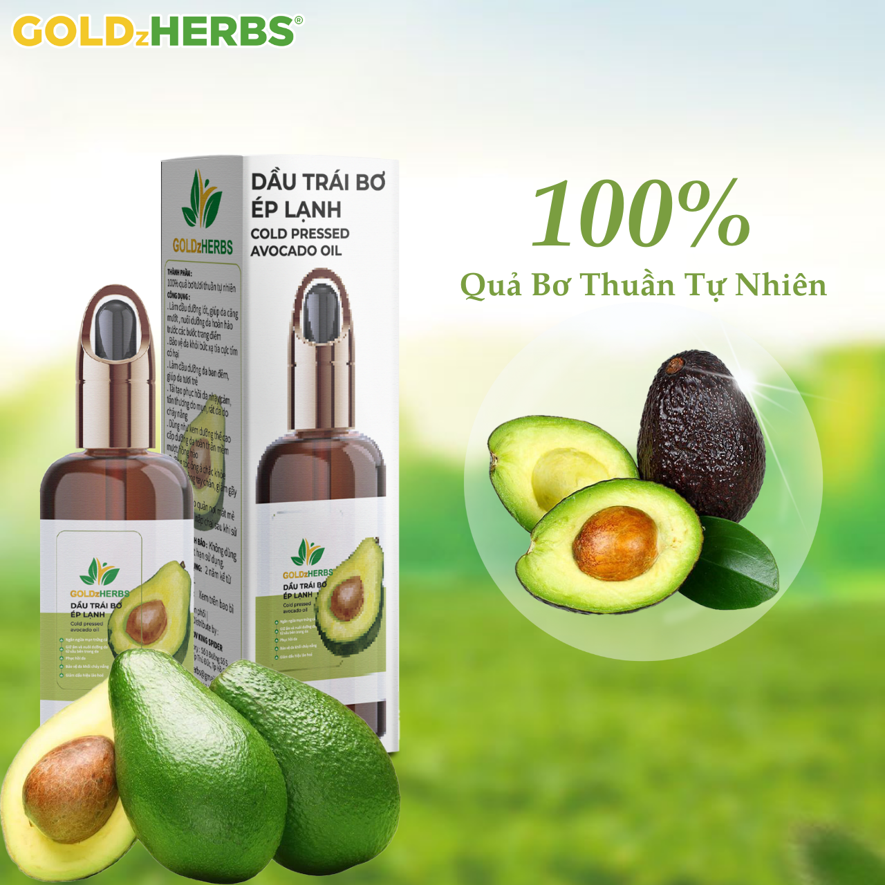 [Tinh Dầu] Tinh Dầu Trái Bơ GoldzHerbs, 100% thiên nhiên