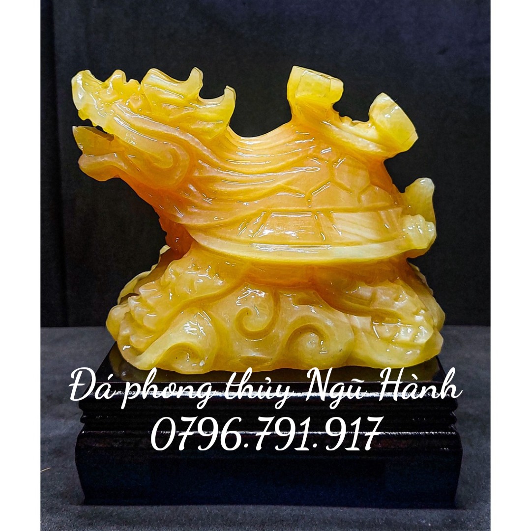 Tượng đá long quy phong thủy , long quy đá ngọc hoàng long - dài 10cm & 12cm & 15cm