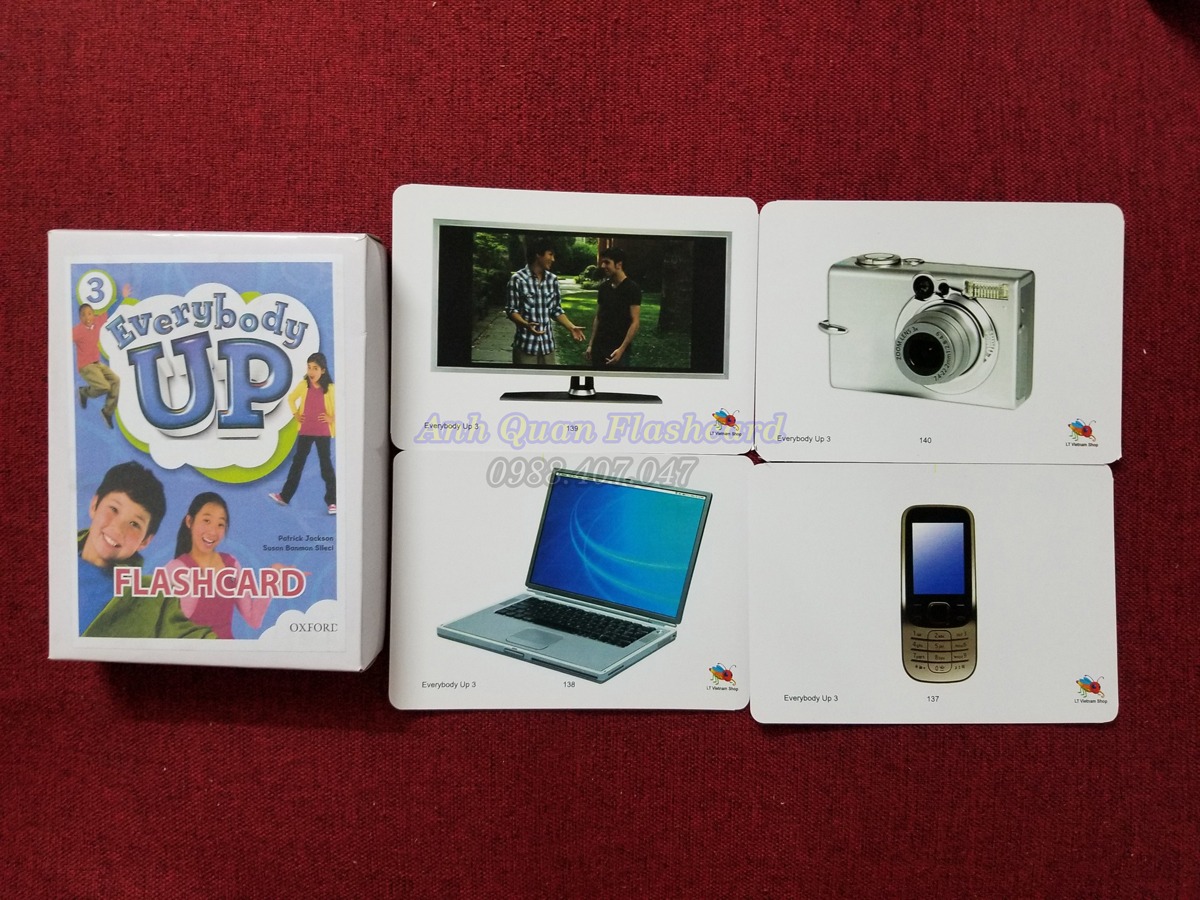 Bộ Flash card Everybody UP 3 (140 thẻ khổ A5 in 2 mặt)