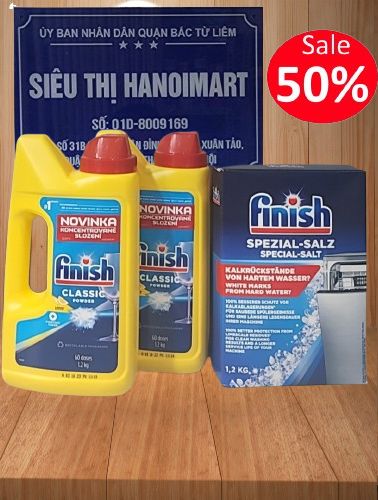 Combo finish: bột rửa bát finish 2.5kg + muối finish 1.2kg