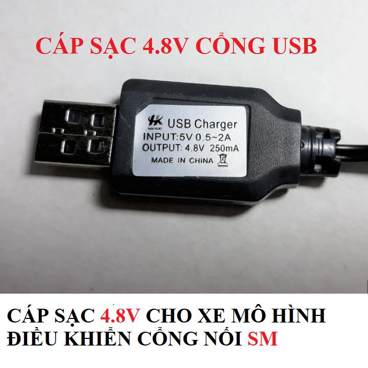 Bộ pin và cáp 4.8v 2800mah cổng nối SM dùng cho xe mô hình điều khiển từ xa