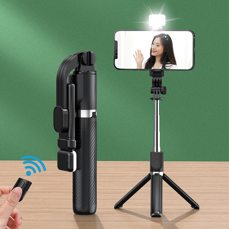 Gậy chụp ảnh điện thoại 3 chân Selfie tự sướng tích hợp remote bluetooth quay video chống rung,chắc chắn - chân đèn live stream có led siêu sáng xem phim chống mõi xếp gọn du lịch