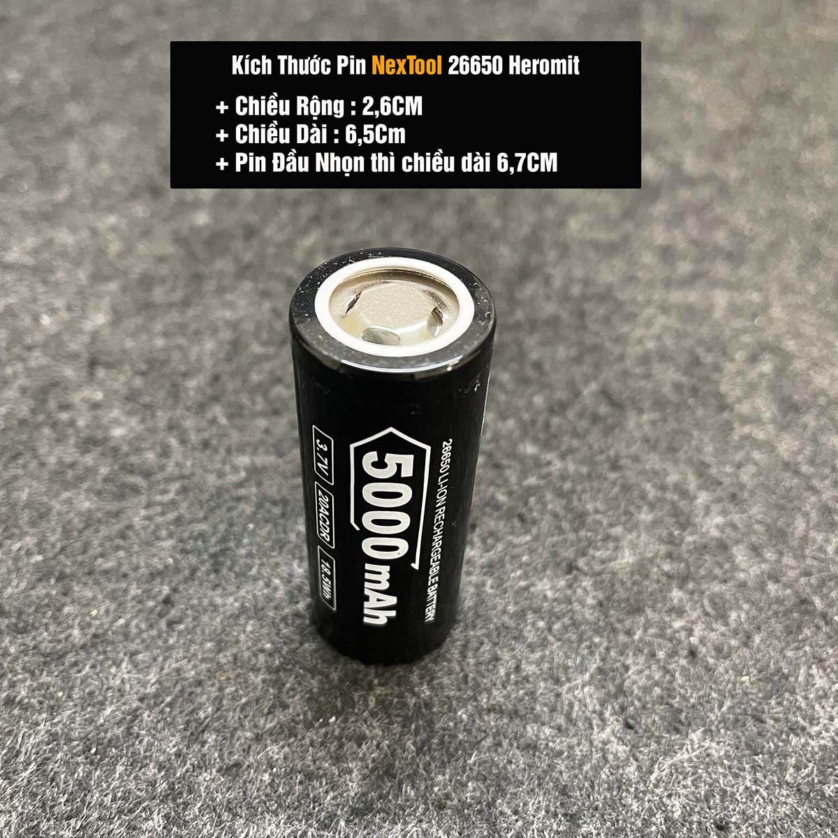 Pin 26650 5000mAh NexTool xả 30A , Pin đèn siêu sáng