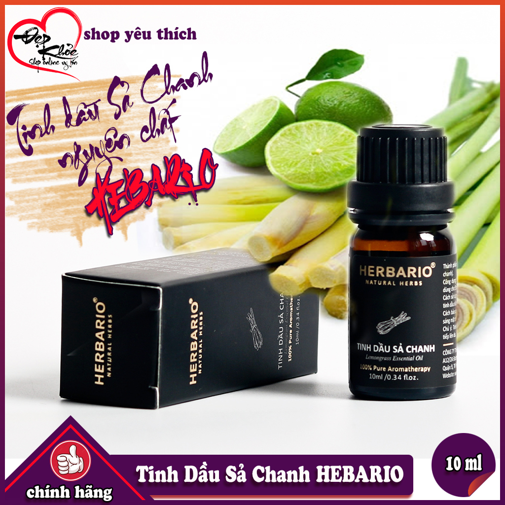 [HCM]Tinh Dầu Sả Chanh HEBARIO Nguyên Chất ( 10ml )