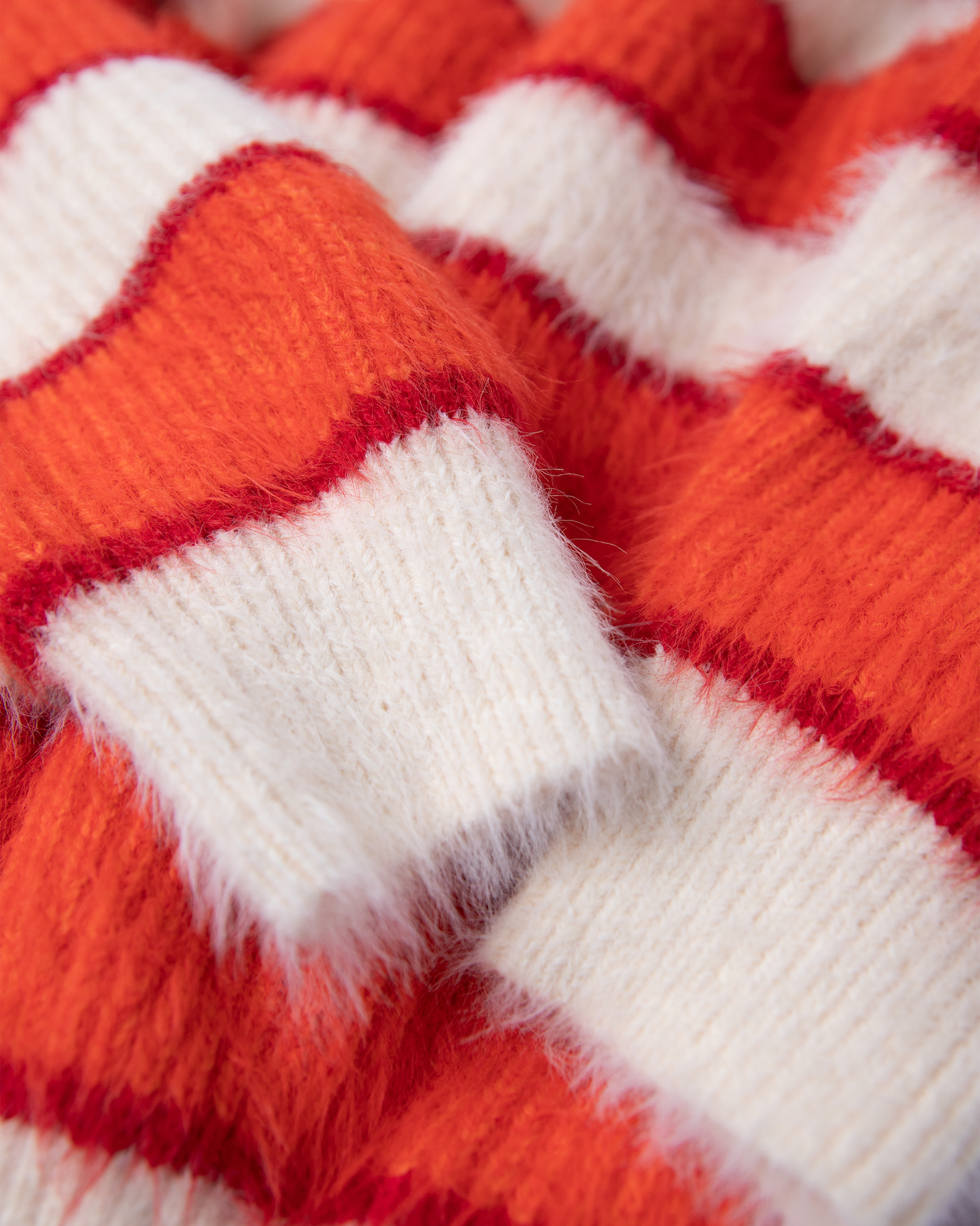 ORANGE STRIPED MOHAIR KNIT SWEATER