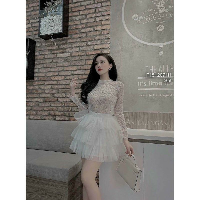 Chân váy lưới ngắn 4 tầng
