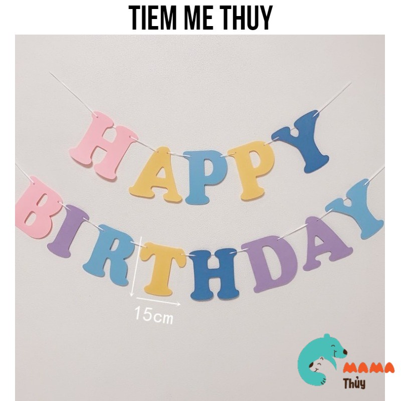 Dây chữ nỉ HAPPY BIRTHDAY pastel trang trí sinh nhật