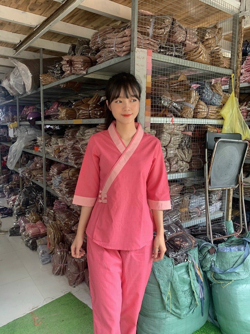 Đồ Lam Nữ Đi Chùa mẫu 3 nút