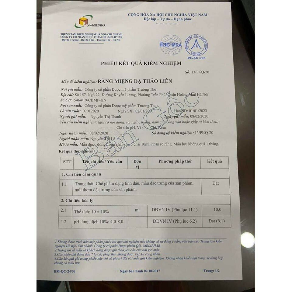 [HCM]tinh dầu răng miệng dạ thảo liên 5ml().
