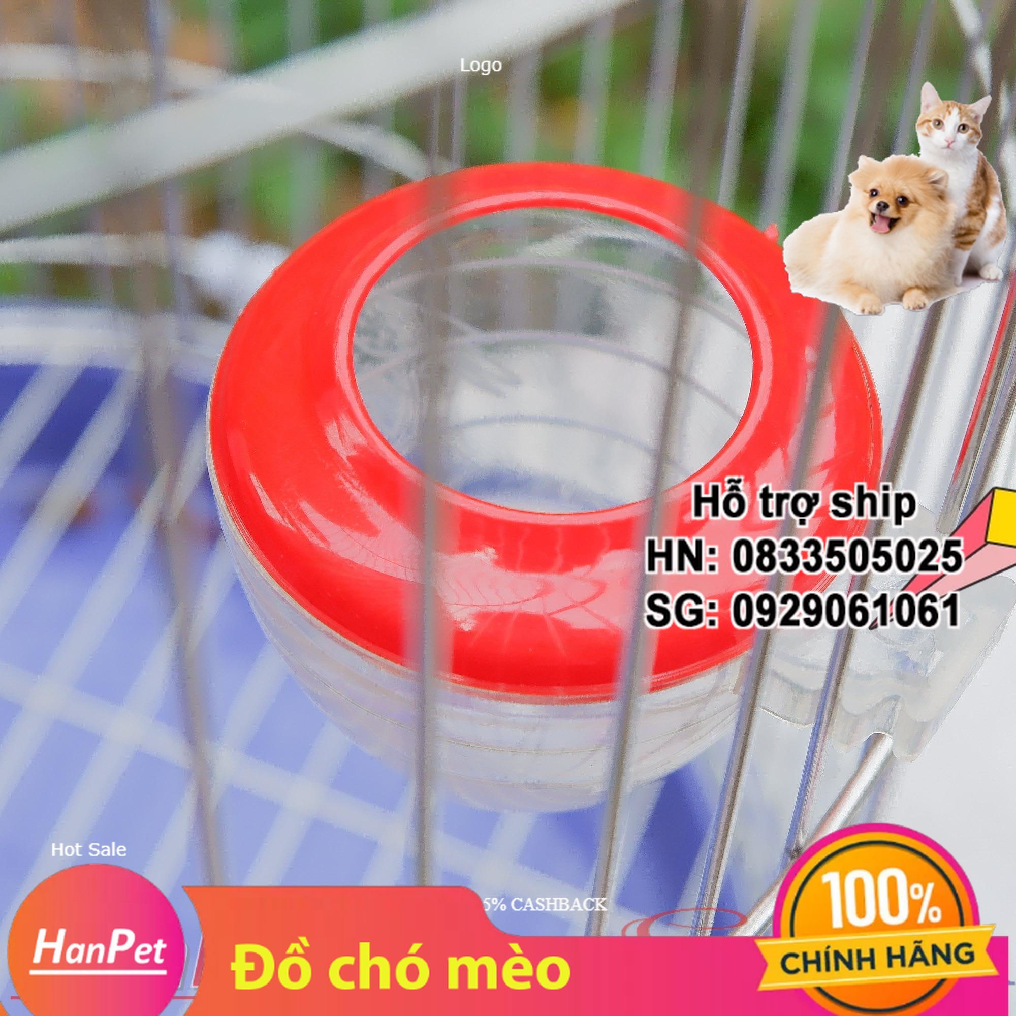 Hanpet - Bộ máng ăn + uống cho chim (Bộ tròn) dạng treo chuồng lồng - máng ăn uống chim cảnh, gà tre, gà đá,nhím,