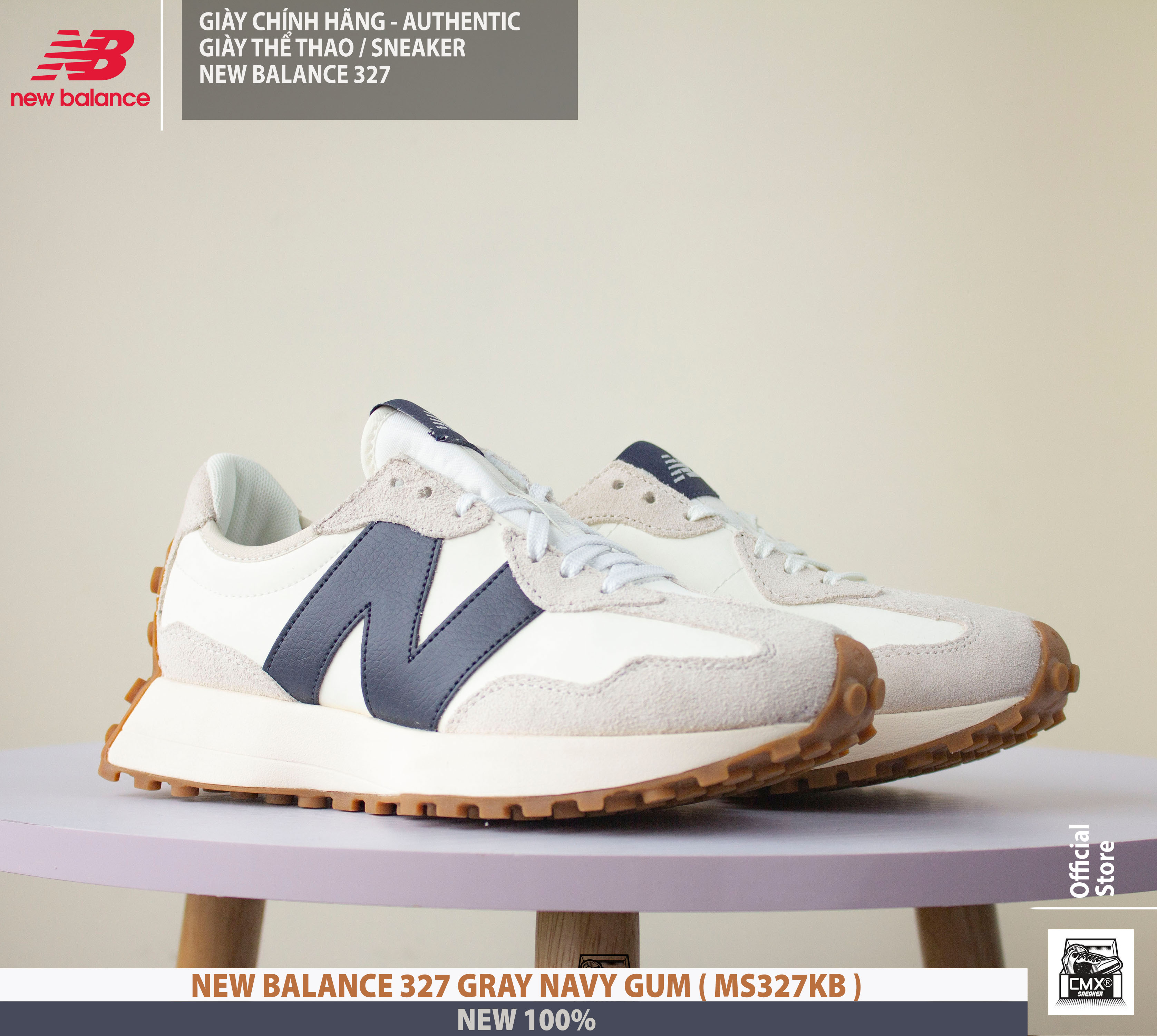 😘 [ HÀNG CHÍNH HÃNG CÓ SẴN ] Giày New Balance 327 WHITE NAVY GUM ( MS327KB ) - AUTHENTIC 100%