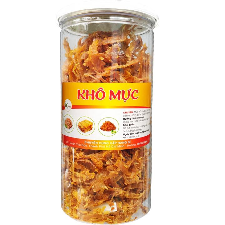 Mực Xé Sợi Tẩm Gia Vị Thơm Ngon Hiệu SK FOOD - Hũ 200G (Đồ Ăn Vặt)