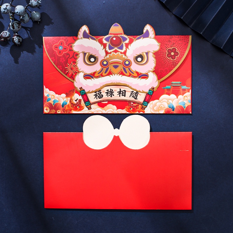Set 4 Bao Lì Xì Đầu Lân May Mắn Tết 2026