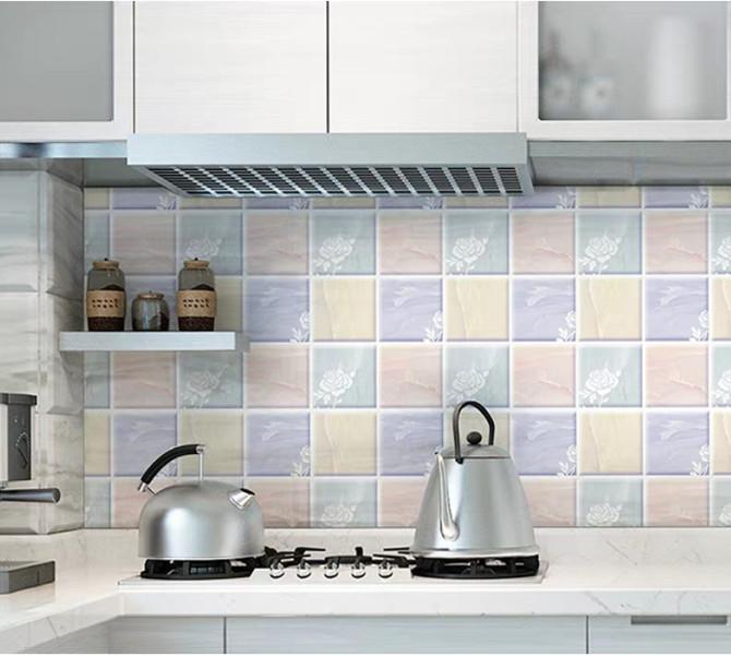 Cuộn 3m decal dán bếp tráng nhôm cách nhiệt đóa hồng sắc màu khổ 60cm keo sẵn