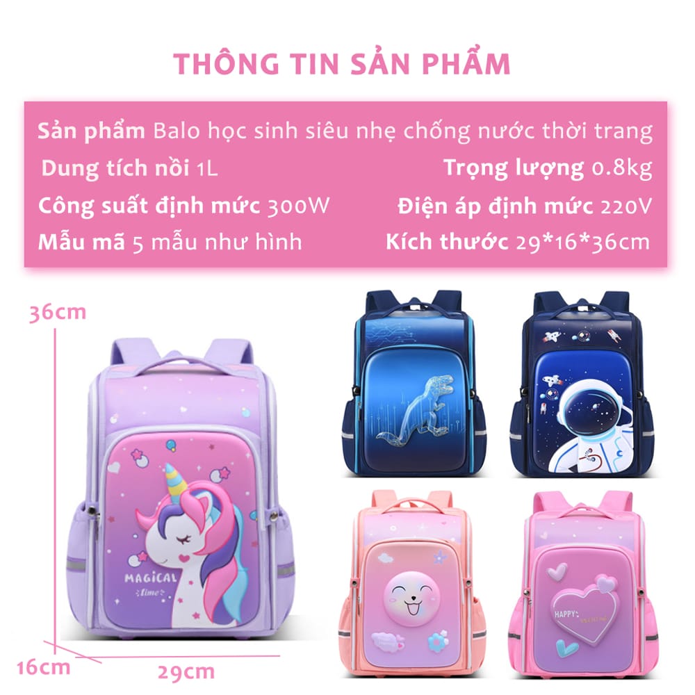 HOÀN TIỀN 15% - Ba Lô Chống Gù Siêu Nhẹ Hình 3D Cho Học Sinh Tiểu Học Cặp Sách Học Sinh Có Phản Quang Cho Bé Gái Bé Trai