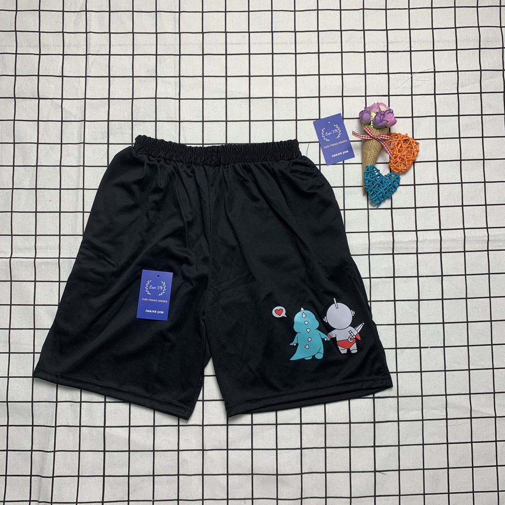 Quần short lửng cartoon thú unisex - ,freesize đến 70kg,