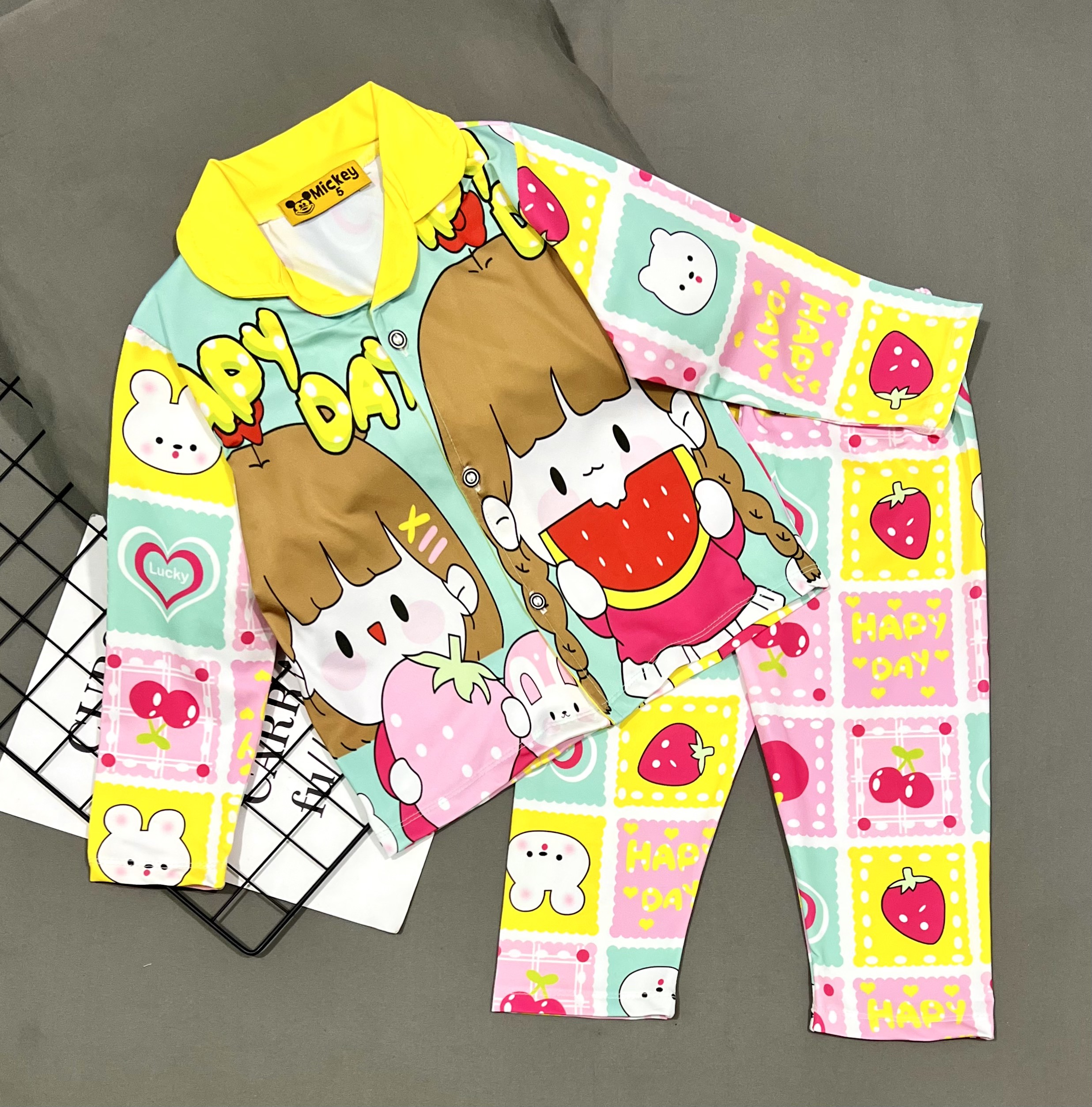 [22-40kg] Đồ bộ pijama bé gái size đại vải thun lạnh Jennie kids J502