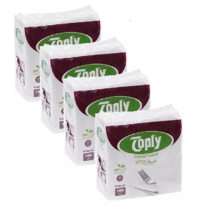 Combo 6 bịch Khăn giấy vuông Toply bịch 100 tờ