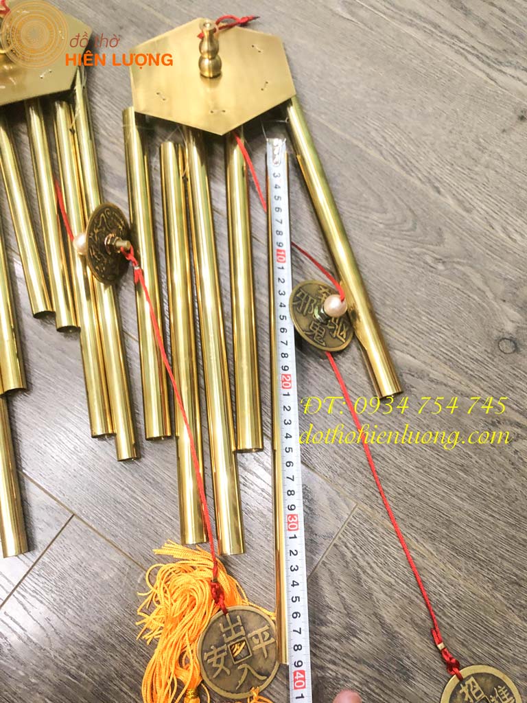 Chuông Gió Bằng Đồng 6 Ống Loại Đẹp 2 Cỡ: Chiều dài ống 35cm và 40cm