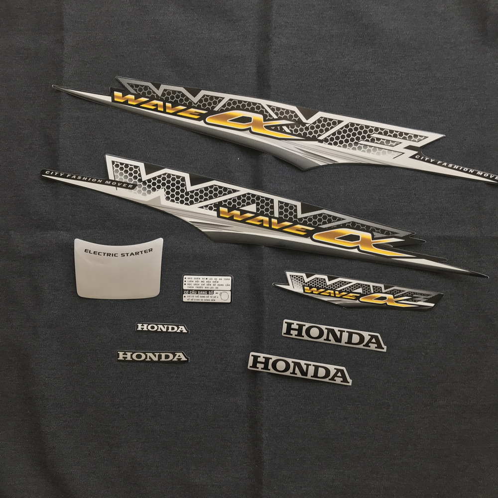 BỘ TEM 3 LỚP MẪU ZIN DÁN DÀN ÁO XE MÁY WAVE ANPHA ĐỜI 2015 (MÀU đen)