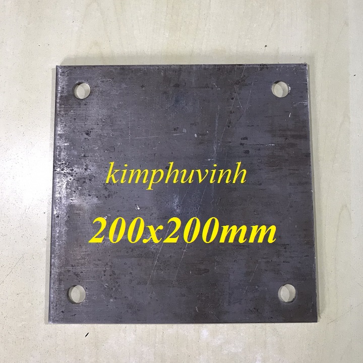 01 cái - 200x200mm bản mã vuông 2 tất có lỗ - bản mã chân cột 2t