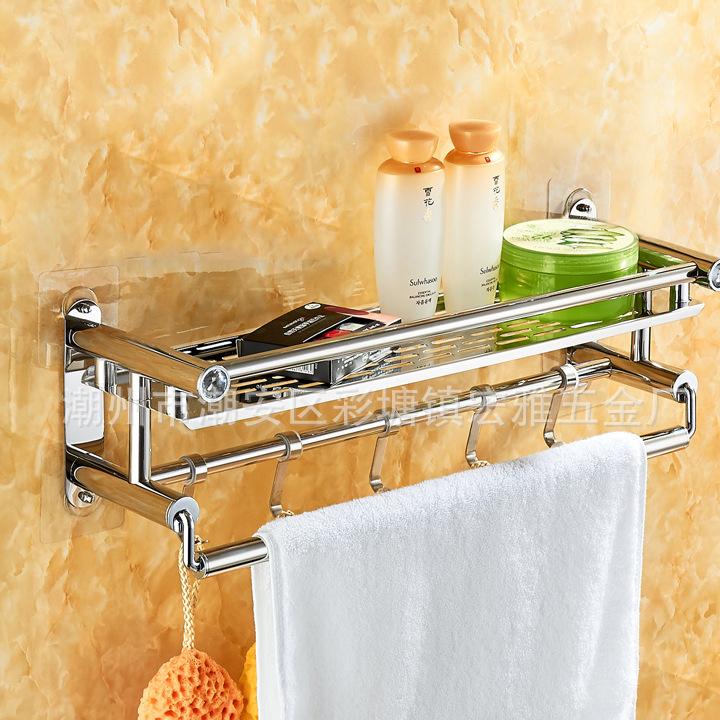 Giá/kệ inox dán tường 2 tầng có móc treo 60cm