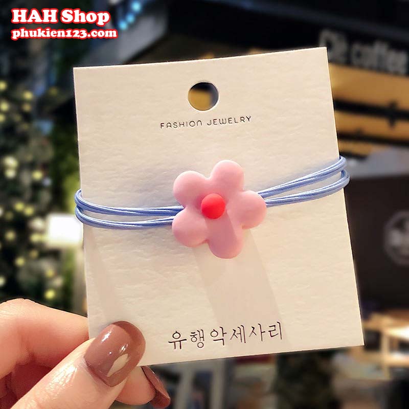 (Combo 5 dây, 5 màu) Dây buộc tóc hoa 5 cánh nhiều màu cột tóc cute phong cách Hàn Quốc