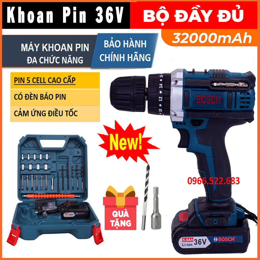 Máy khoan pin và bắn vít bu lông boschh 36v chính hãng có búa - máy khoan pin - máy bắn vít - máy bắn bu lông . bảo hành 12 tháng