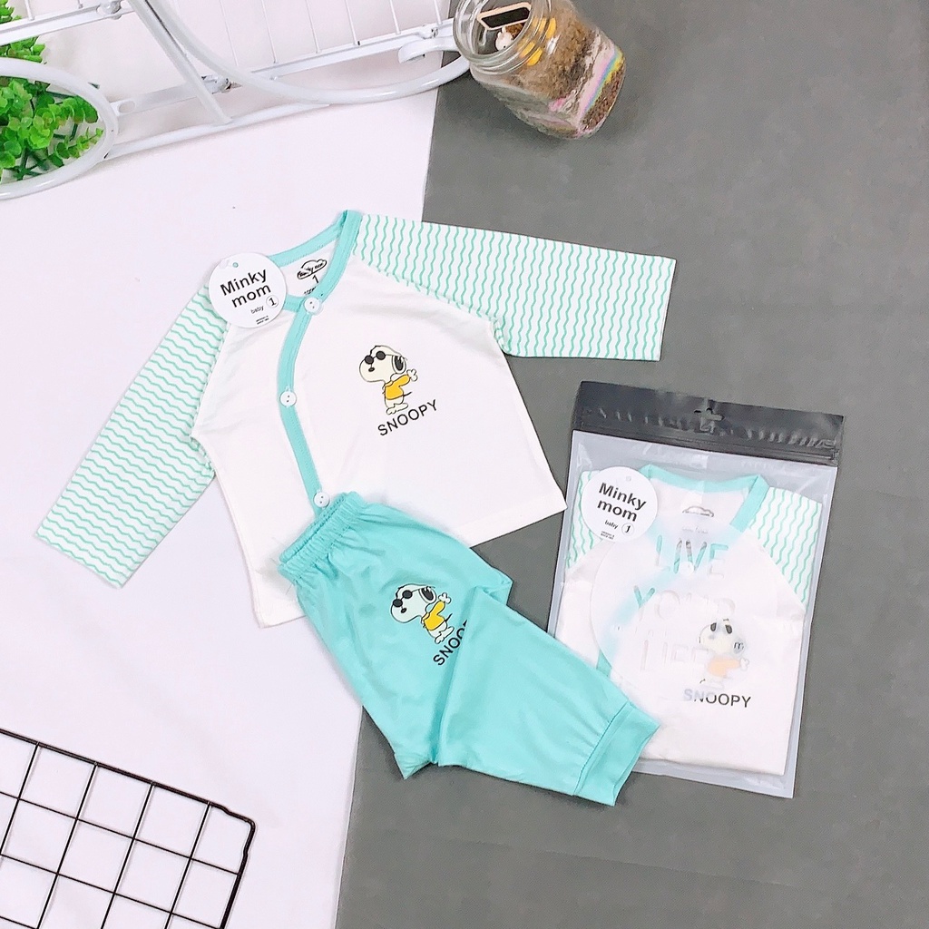 Bộ Quần Áo Sơ Sinh Cài Chéo Minky Mom .