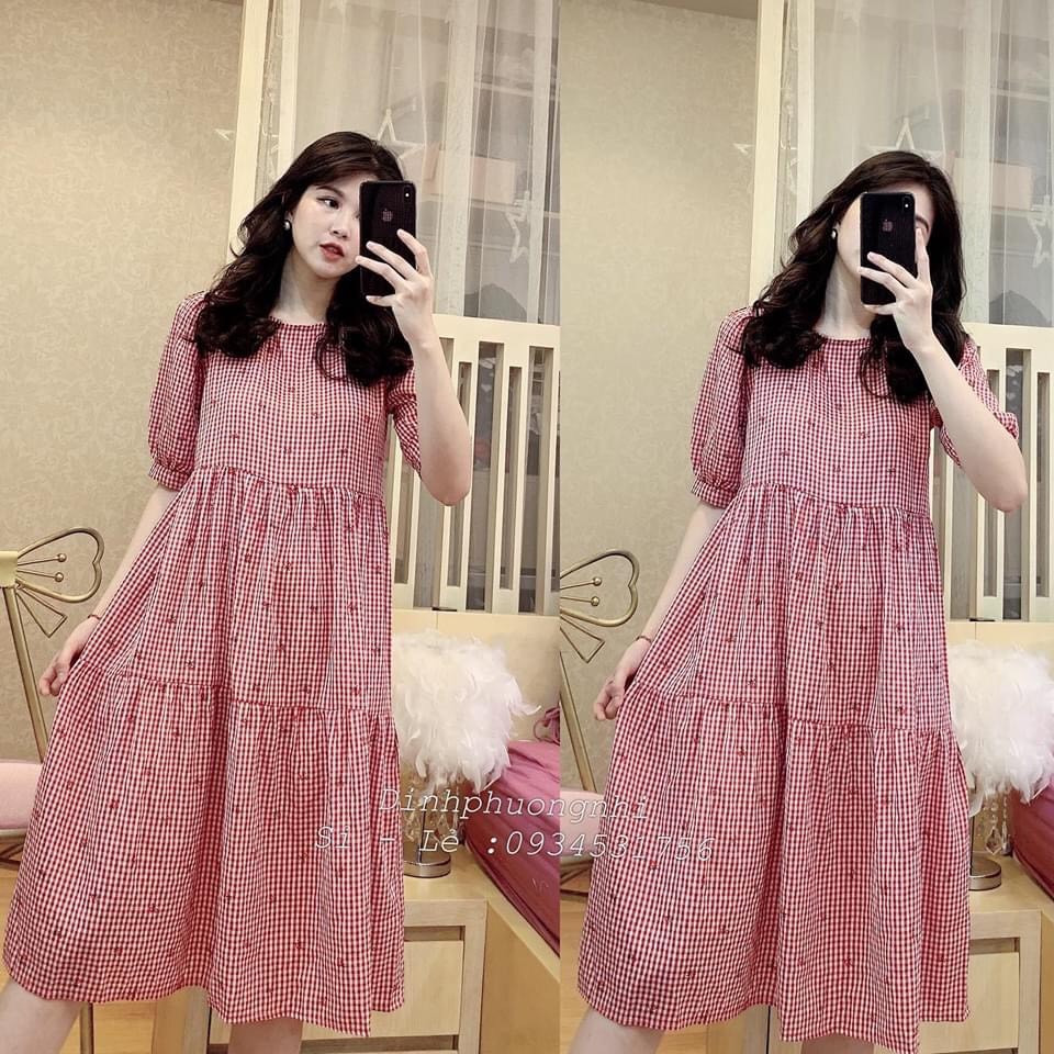 [Hàng loại 1]Đầm Bầu Váy Bầu cao cấp dáng Xuông Chất Lụa Hàn Mềm, siêu mát Thấm Mồ Hôi Tốt, Freesize từ 45 đến 70Kg