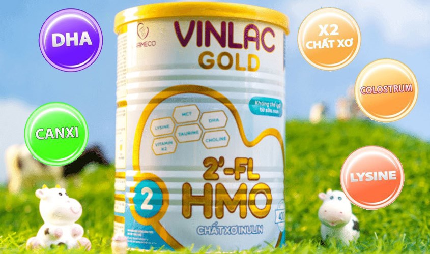 Freeship_Sữa bột Vinlac Gold HMO số 2 lon 800g tặng khăn