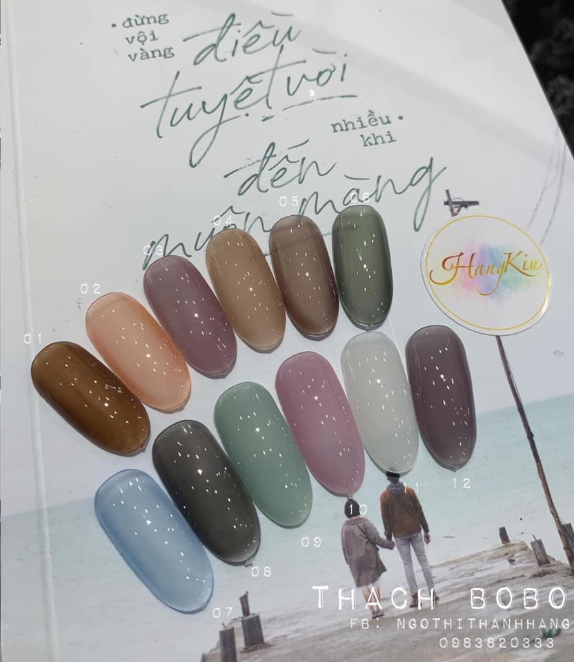 Set Sơn bobo Thạch Anh 12 màu(15ml) - Sơn Thạch thợ nails cần có(lẻ chai)