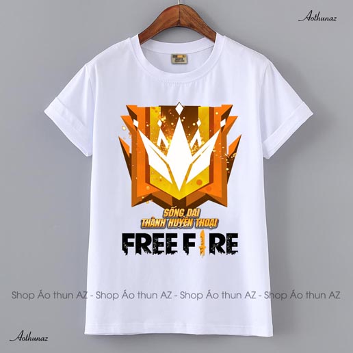 Áo thun Free Fire màu trắng in logo Rank Đại Kiện Tướng - Mẫu mới F2399