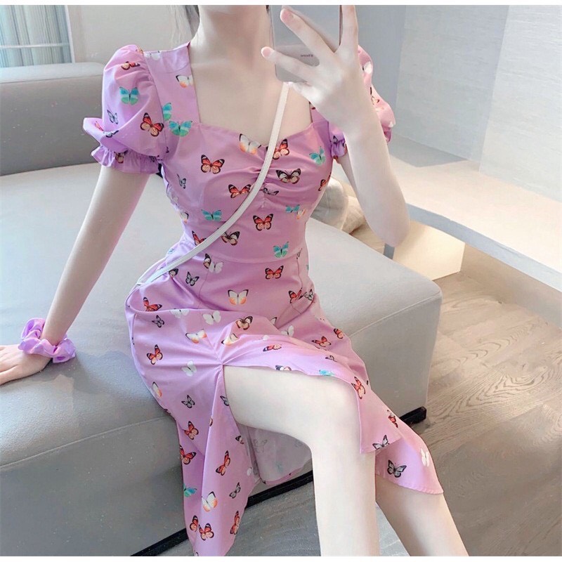 [HCM]Đầm kate phối họa tiết nhỏ nhắn