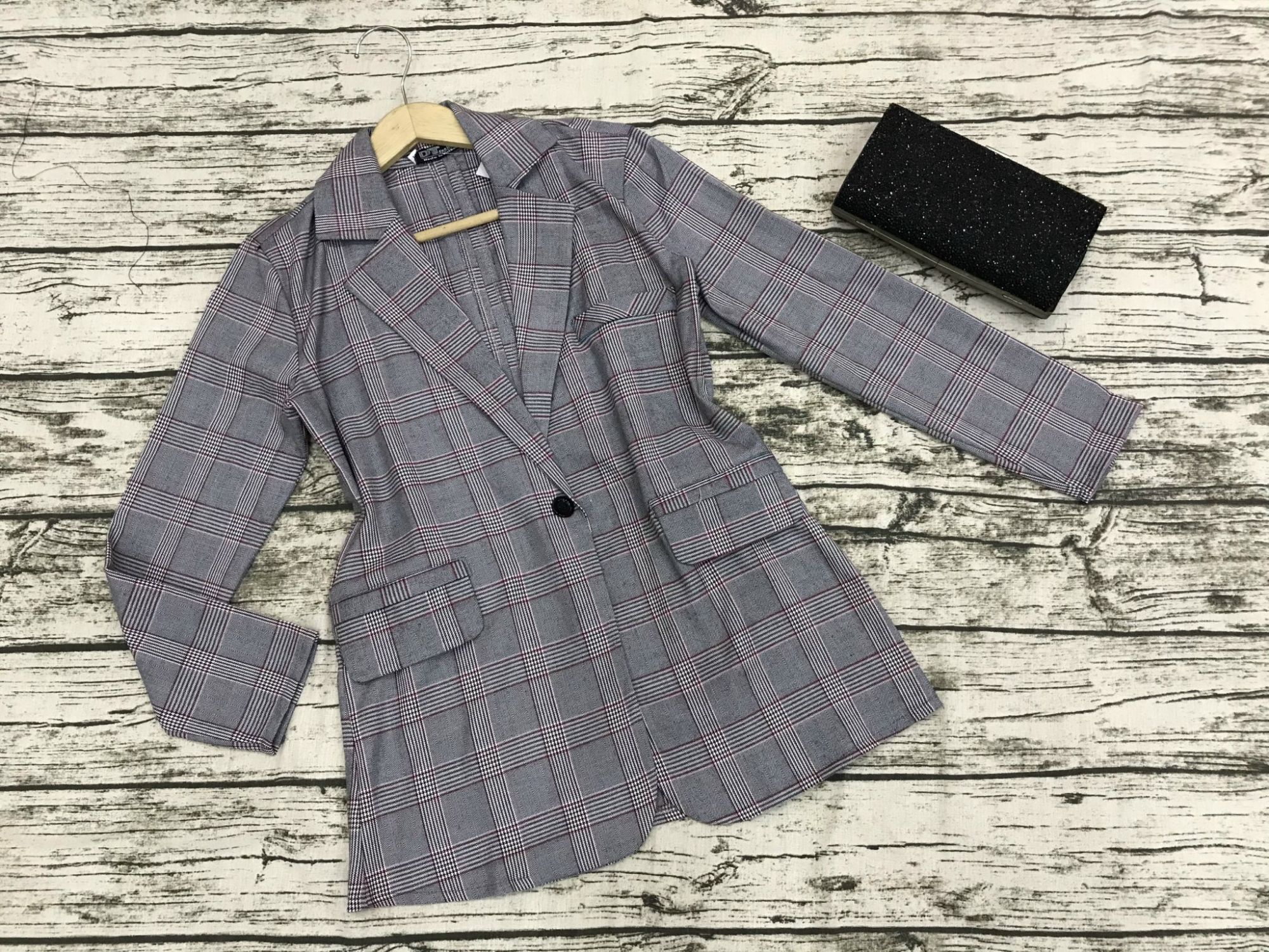 Áo khoác vest nữ sọc caro cao cấp